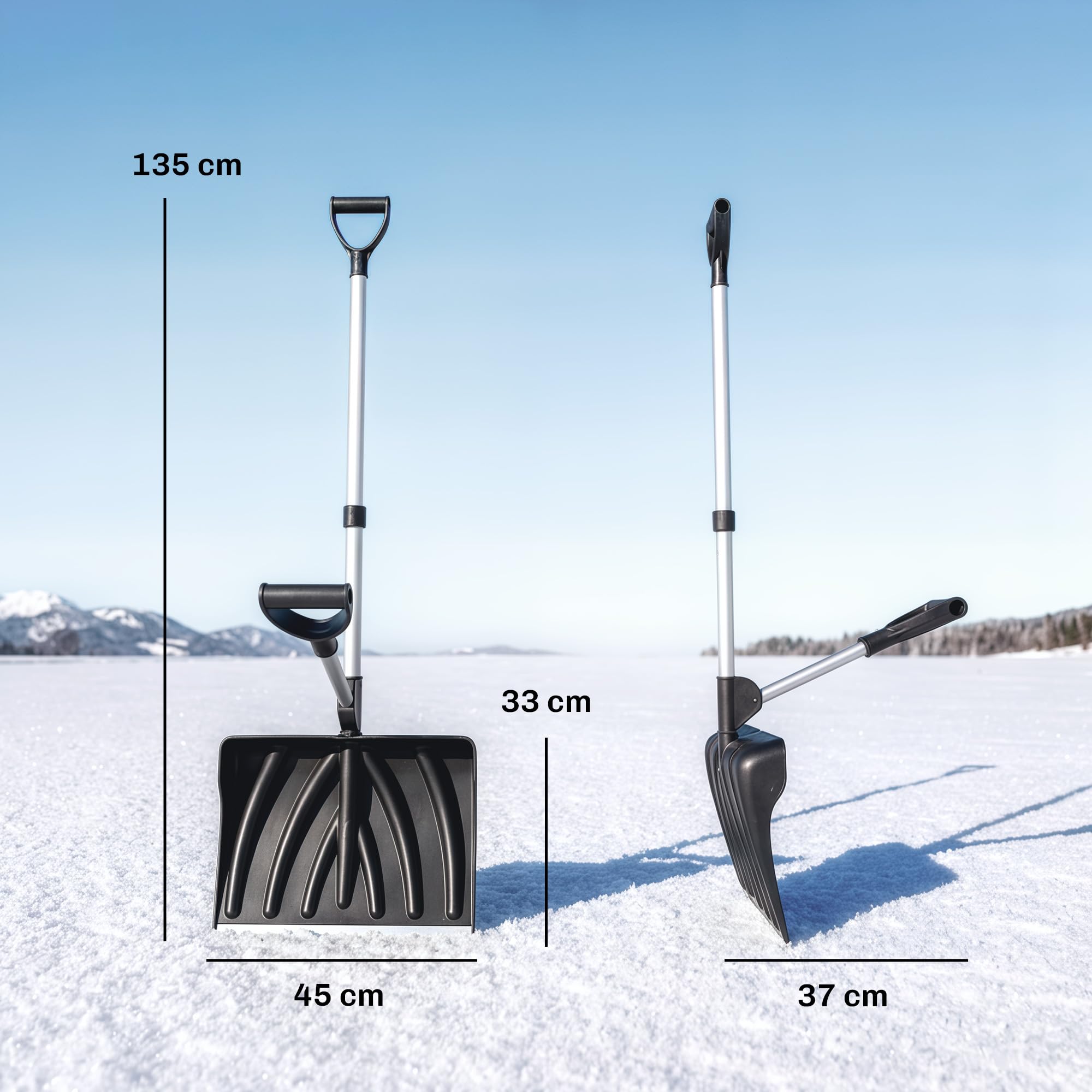 Outsunny Pala quitanieves Pesada 45cm Mango Auxiliar Negro