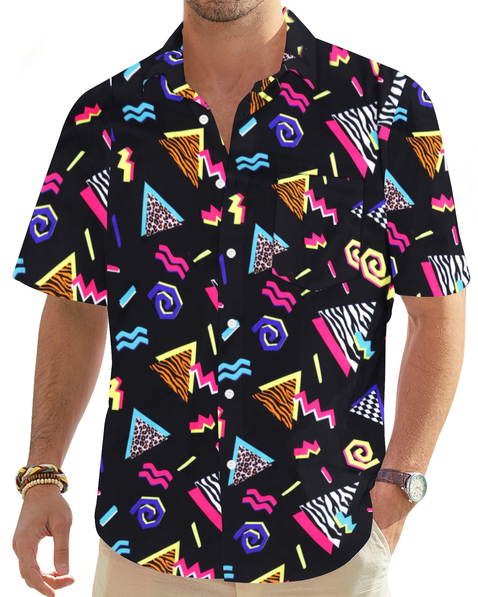 80s Vintage Shirt for Men 70s Disco Shirt Party Costume Men's Retro Classic Hawaii Shirt