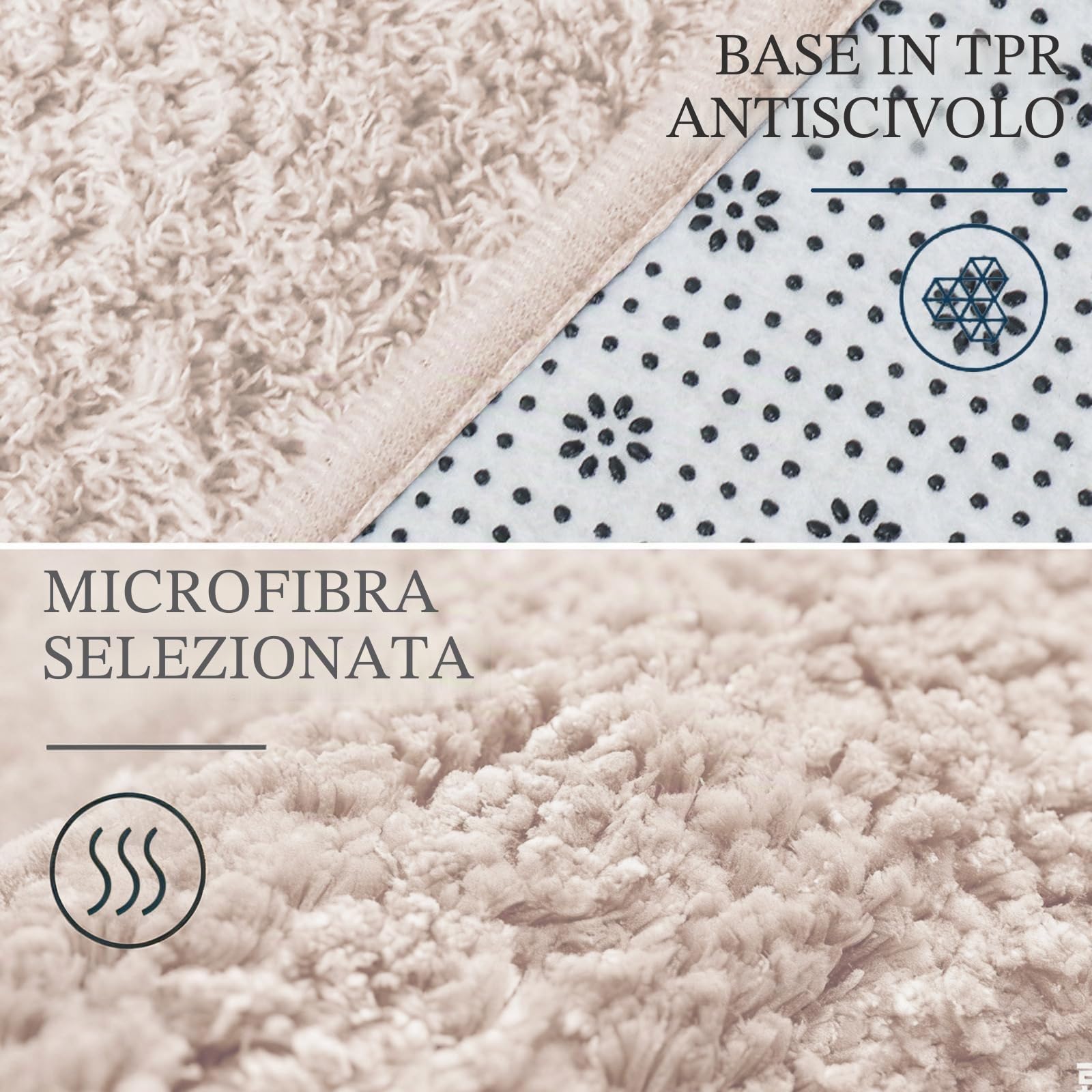 CECOMBINE Tappetino da bagno a forma di L, tappetino da doccia angolare in microfibra, antiscivolo, assorbente, con fondo antiscivolo, dimensioni interne 80 x 80 cm, tappeto per bagno, vasche, casa