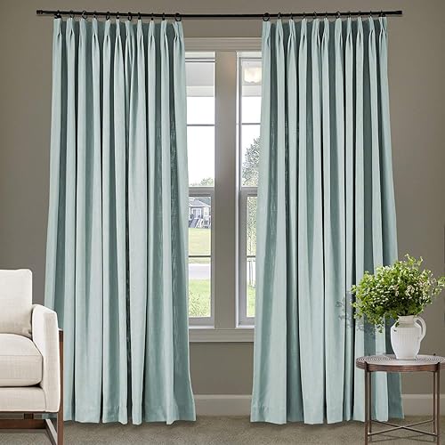 Miniatura 185 de Frelement Cortinas plisadas de lino de algodón extra anchas para oscurecer la habitación, 120 pulgadas de ancho x 96 pulgadas de largo, cortinas