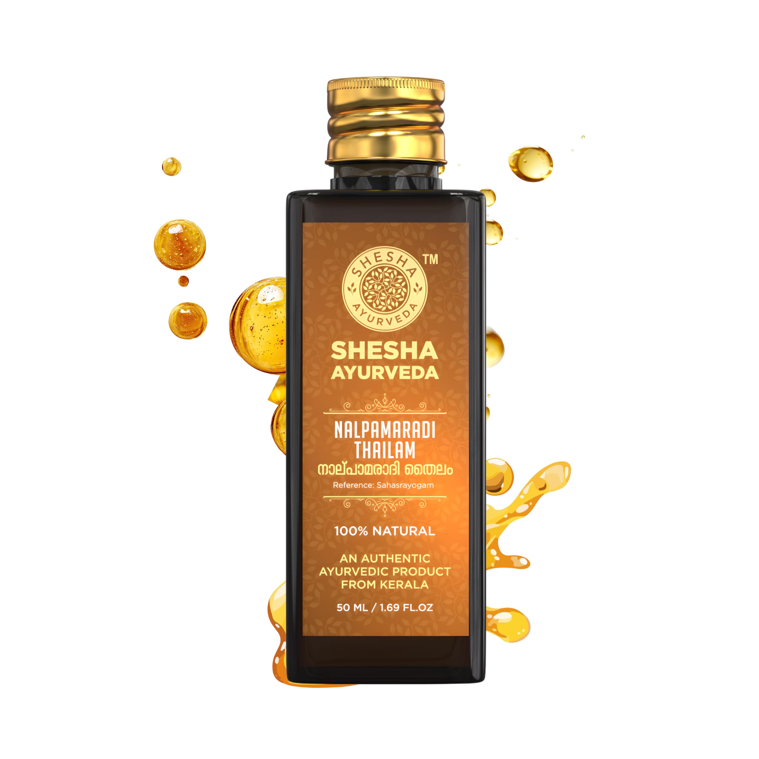 SHESHA AYURVEDA Nalpamaradi Thailam oil– Authentic Ayurvedic de-tanning oil to get an even toned skin with ayurveda from Kerala | Enriched With Herbal Ingredients For Skin (50 ml)