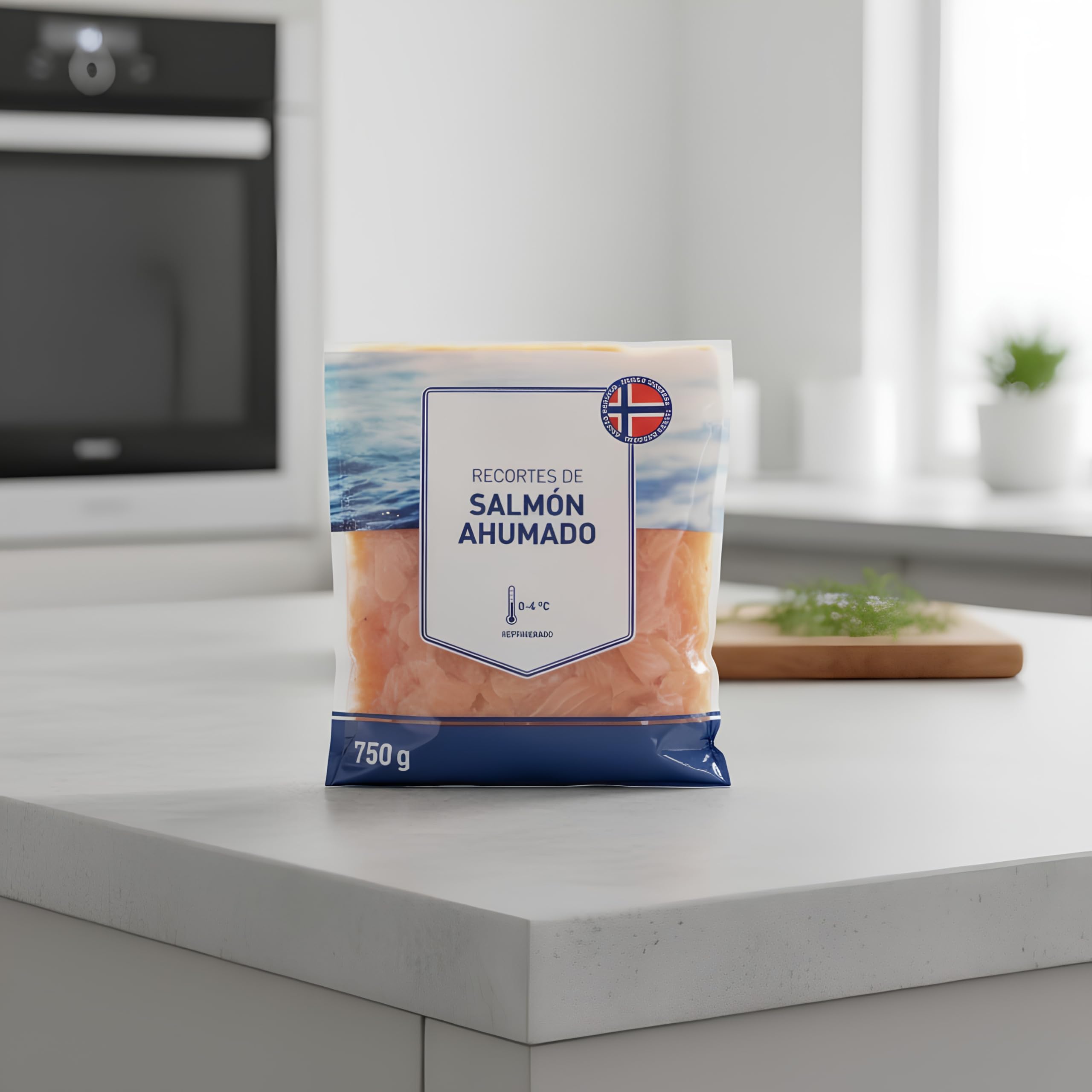 Recortes de Salmón Ahumado 750g - Salmón Noruego con Ahumado Tradicional - Sin Conservantes - Formato Ahorro - Ideal para Hostelería y Cocina Gourmet - NEXU