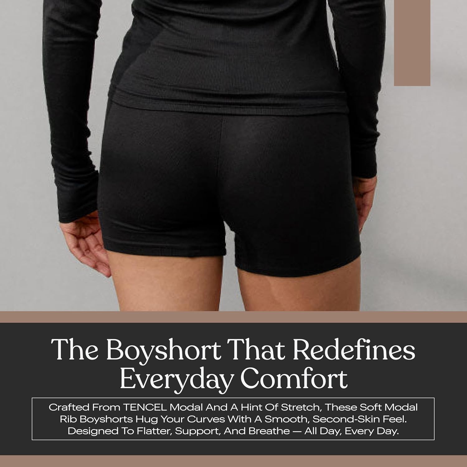 Lunya Soft Modal Rib Boyshort Underwear for Women - No-Rise Crotch Seam Women Boxer - Made with Tencel Modal and Elastane - Image 2