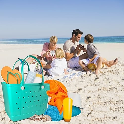 Miniatura 3 de Bolsa de mano extra grande de goma para la playa, bolsa de playa lavable y duradera, bolsa de viaje para piscina, bote y deportes Beach Bag,
