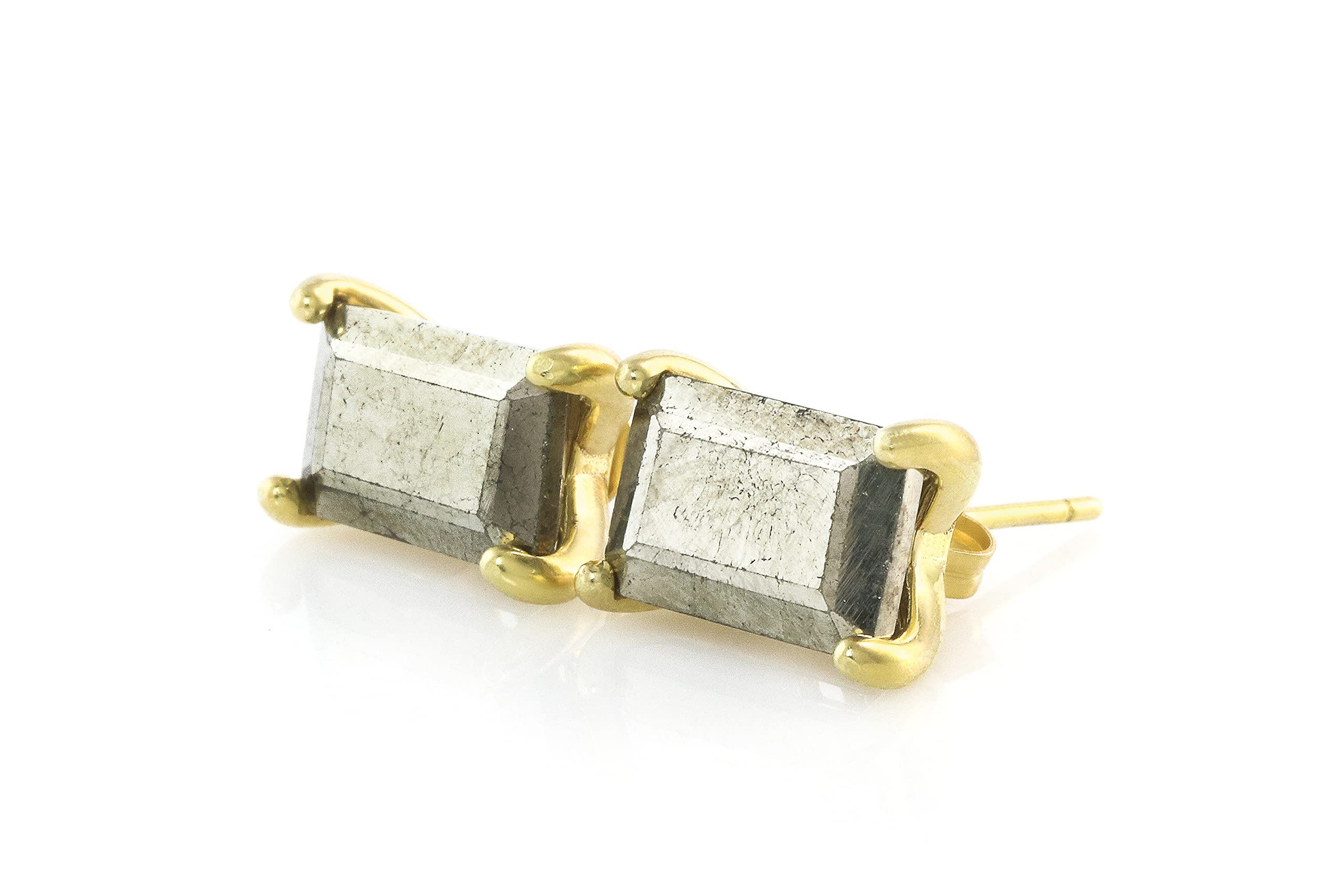 Adorable Clou d'Oreille en Pyrite de Fer - Boucles d'Oreilles Artisanales pour Dames - Boucles d'Oreilles Personnalisées pour Cadeaux de Mariée - Bijoux Personnalisés pour Femmes avec Boîte Cadeau