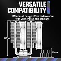 Vista 3 de Cooler Master Hyper 622 Halo White Enfriador de aire de CPU de doble torre, ventilador PWM de 120 Halo², ARGB de doble bucle, 6 tubos de calor