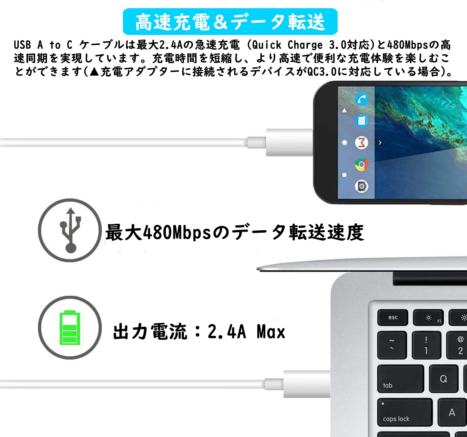 Amazon.co.jp: USB Type C ケーブル【0.3m /2本セット】USB C