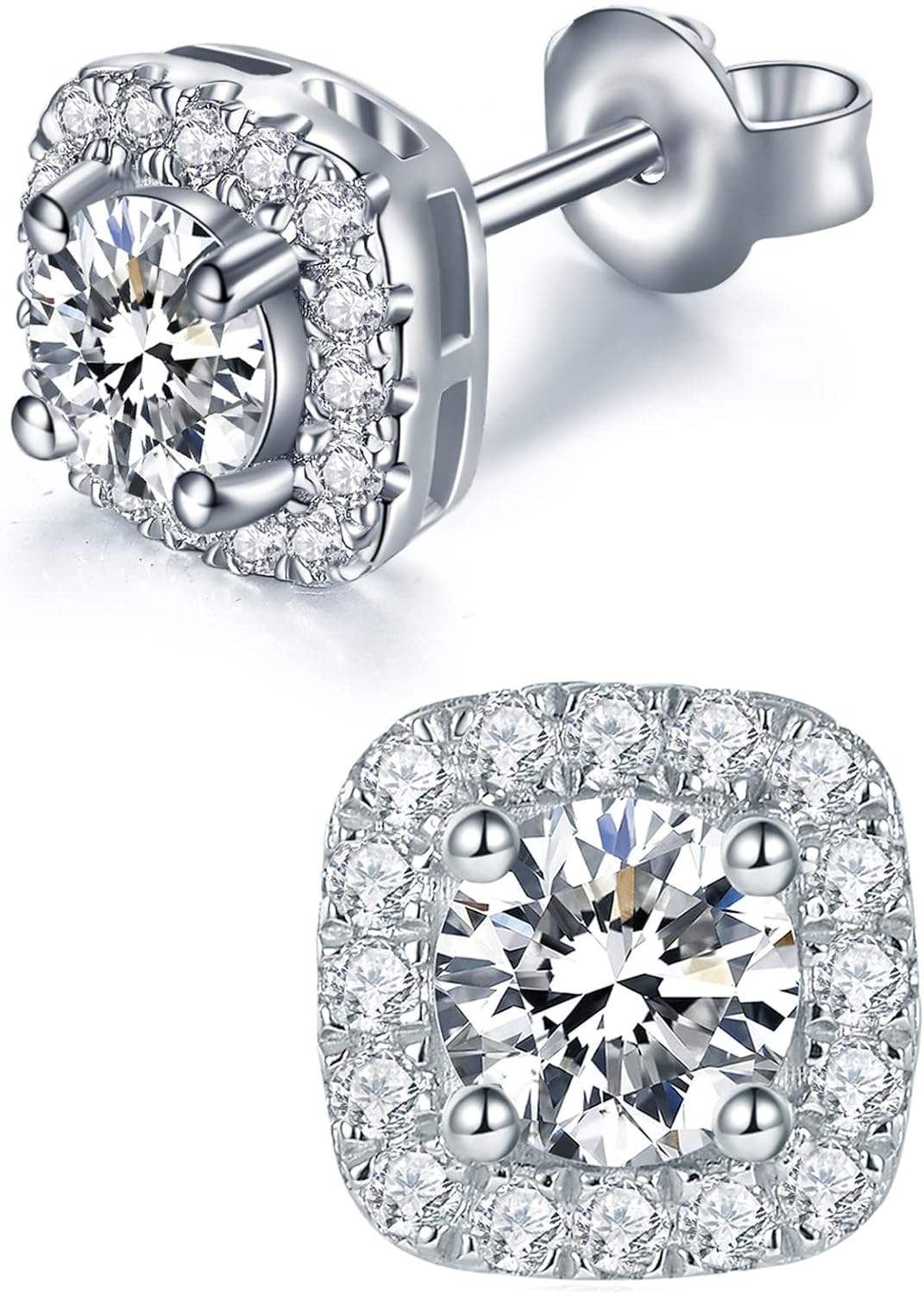 IMOLOVE Moissanite Stud Earrings for Women in Sterling Silver Hypoallergenic 1-3CT D Color Round Cut Moissante Earrings