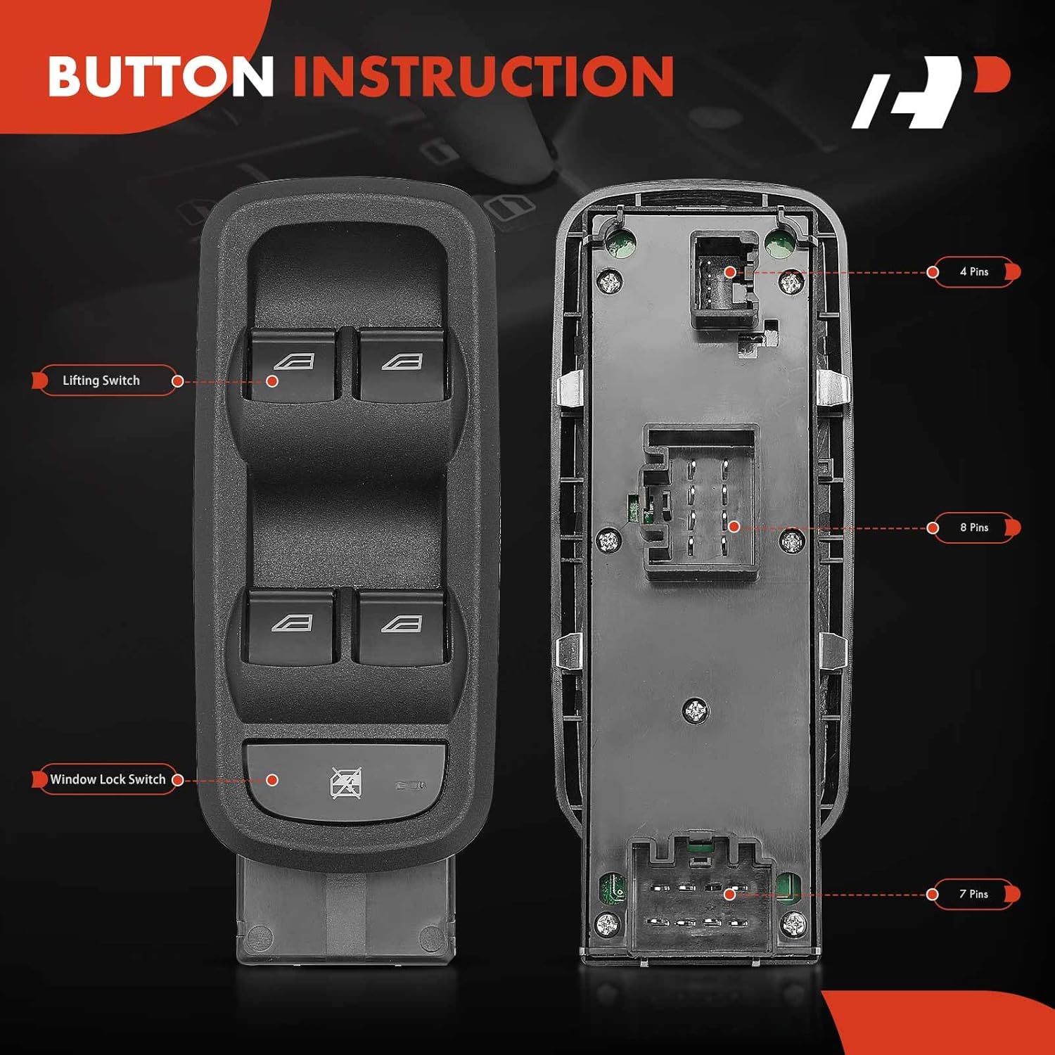 A-Premium Master Power Window Switch Compatible with Ford Fiesta 2011 2012 2013, Front Left Driver Side, Replace# BE8Z14529AA