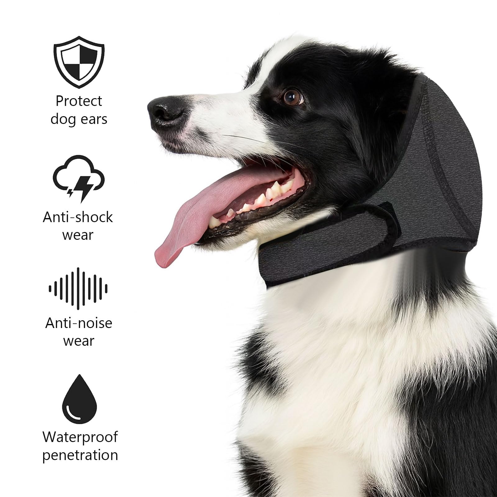 SSKHE Dog Ear Muffs for Noise Anxiety Adjustable Dog Ears Protection Head Wrap for Bathing Grooming, Thunder and Fireworks - Image 3