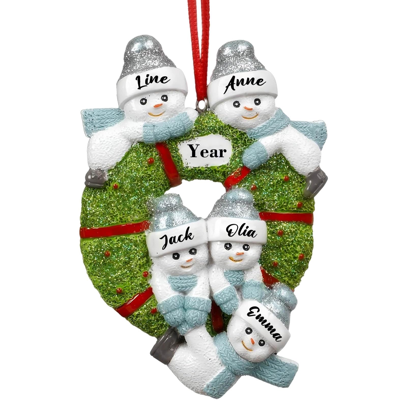 Personalised Christmas Ornaments 2024 - Family of 2-6 Christmas Ornament for Tree - Custom Snowman Ornament Keepsake for 1-6 Persons