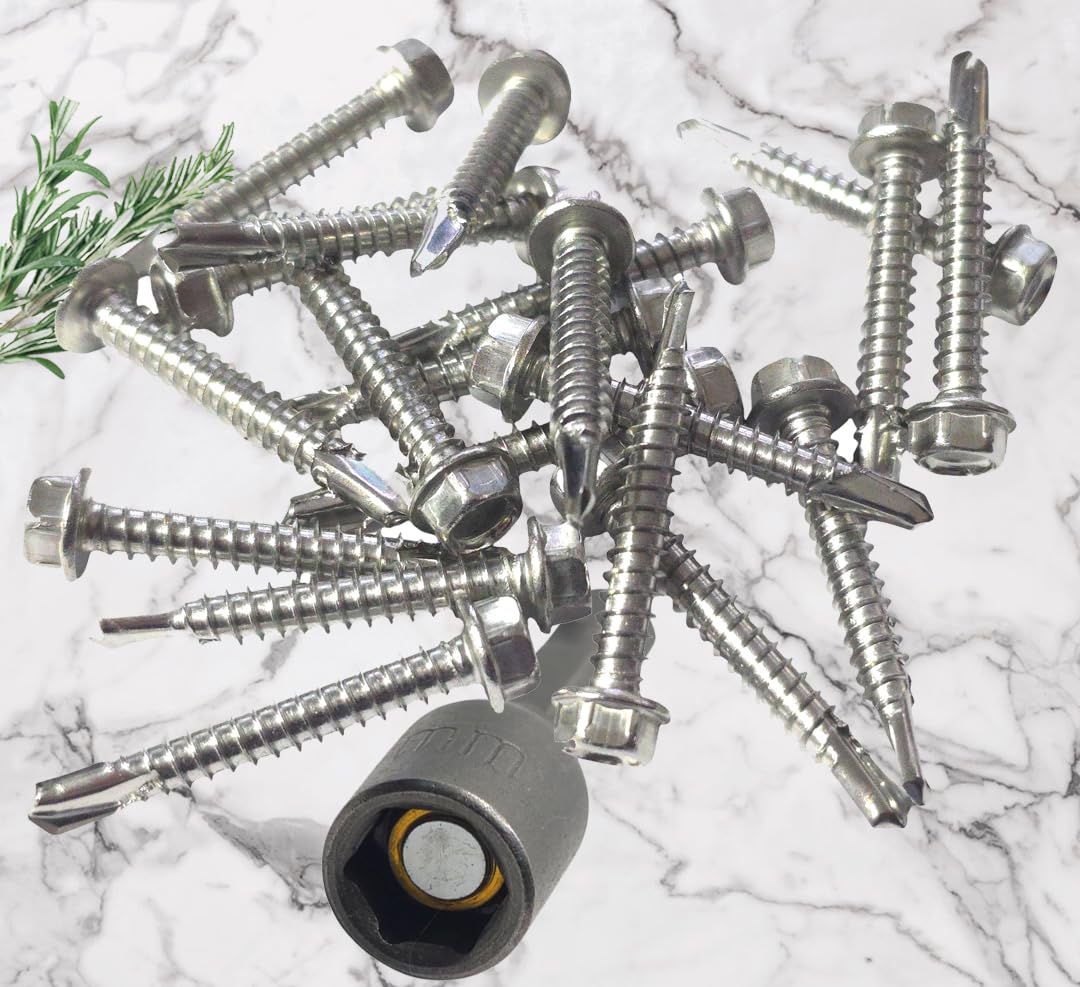 Pack of 50 Self-Drilling Stainless Steel Screws Bolts with Hex Head, Self-Tapping for Corrugated Metal PVC Roof Panels - Image 4
