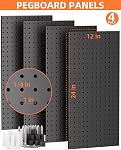 INCLY 158PCS Metal Pegboard Wall Organizer, 48x24 Inch Black Pegboard Panels Tool Organizer Kit with Accessories Hooks and Bins, Peg Board Utility Tool Storage for Garage Workbench Shed