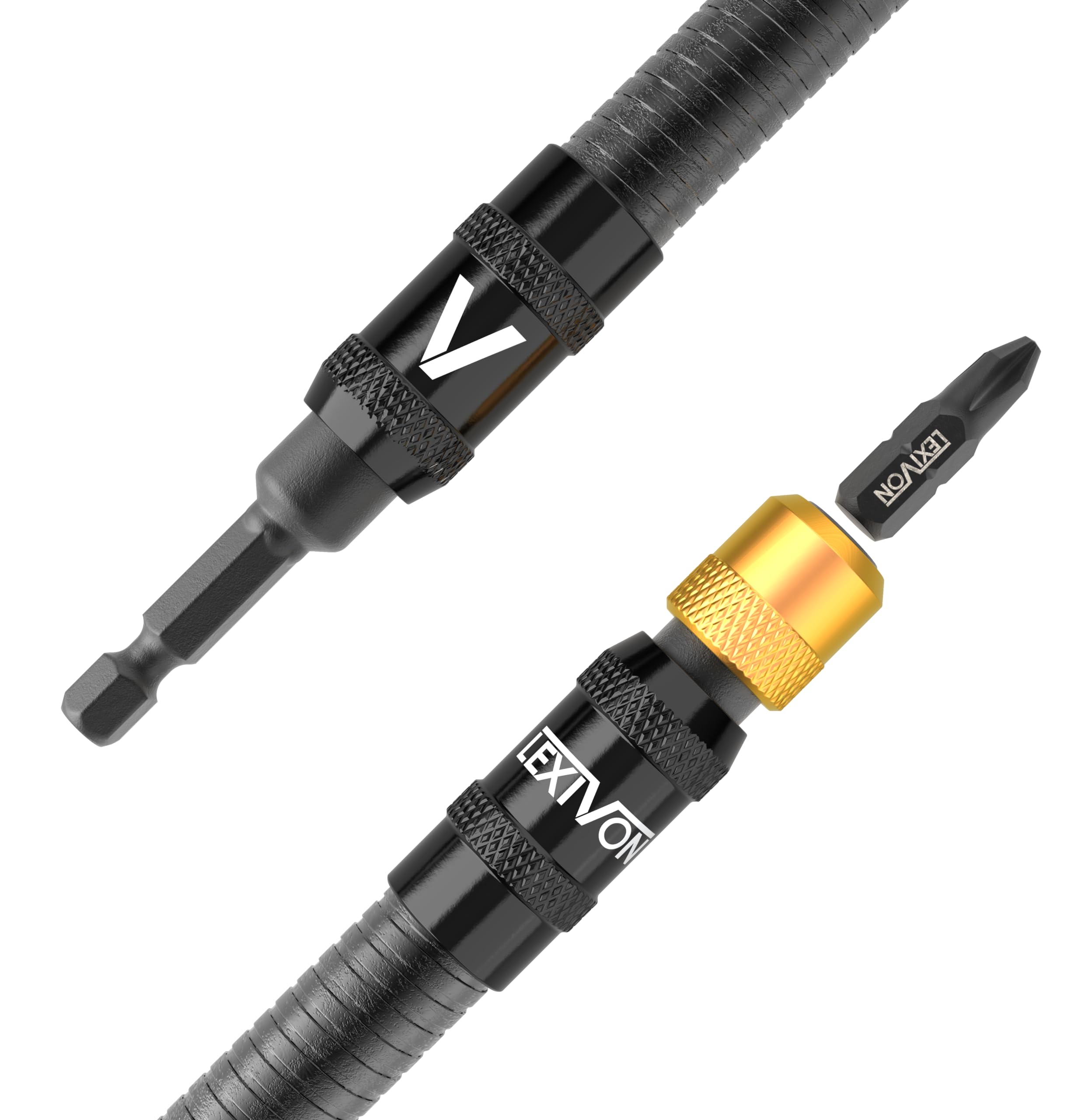 LEXIVON Drill Bit Holder, 12-Inch Flexible Extension, Quick