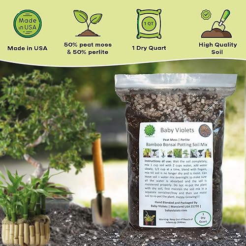 Miniatura 3 de Mezcla de tierra para macetas de bonsái de bambú (3 tazas  1 cuarto de galón), perlita y musgo de turba