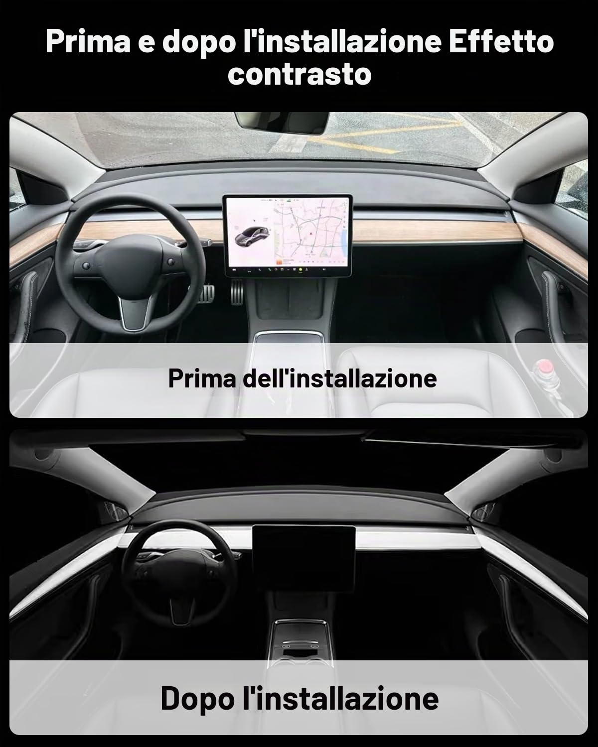 Copertura per cruscotto e rivestimento interno della portiera anteriore compatibile con Tesla modello 3/y (Bianco opaco)