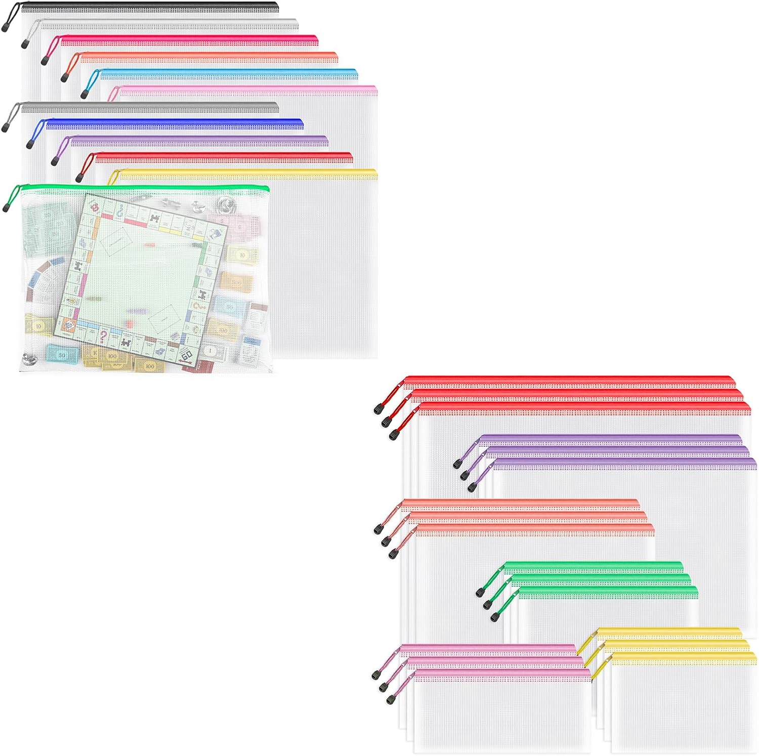 Umriox Zipper Pouch Bundle (12PCS 16.9x12.4 in & 18PCS Assorted Size)