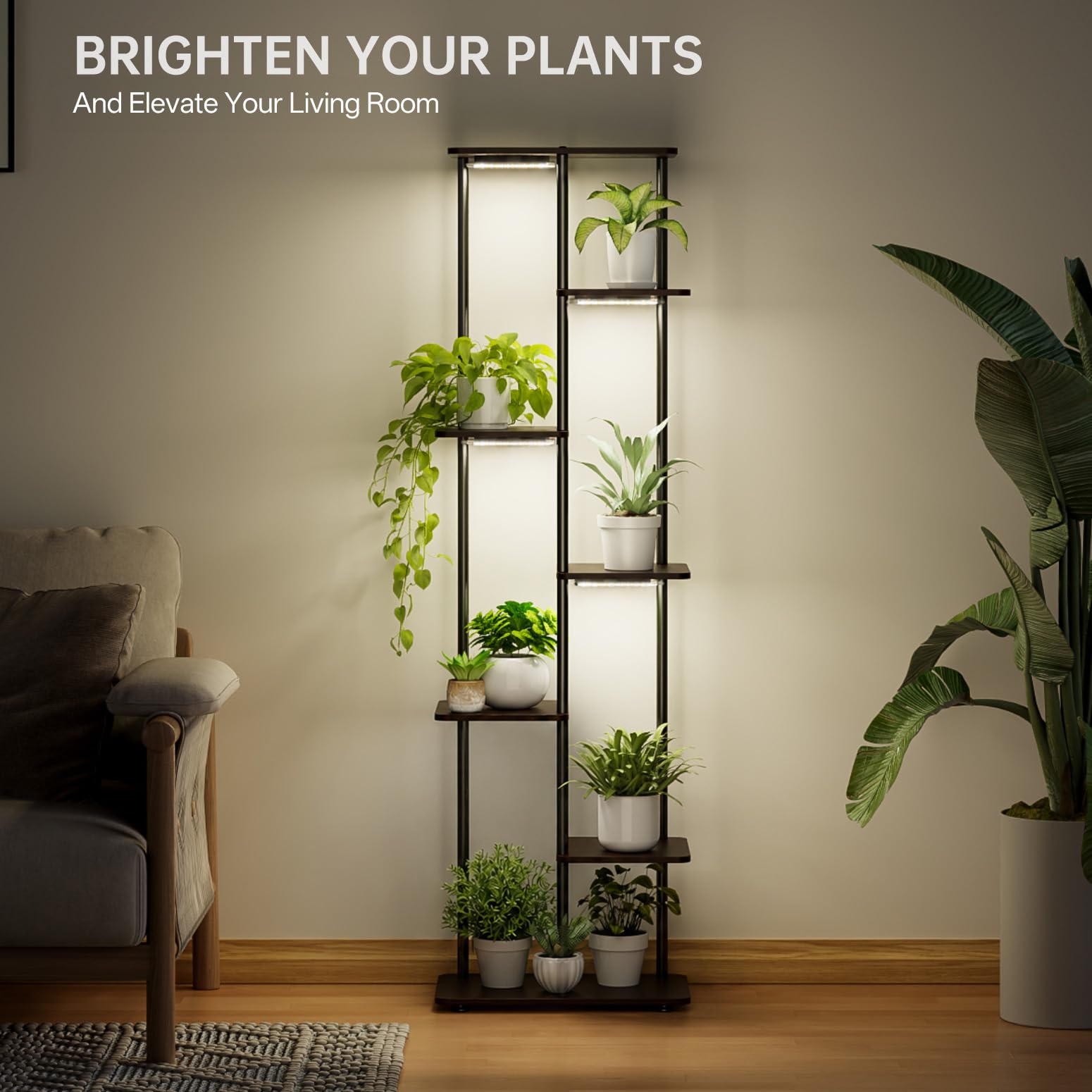 Bstrip Pflanzenregal mit Wachstumslicht, 135cm Blumenregal Indoor