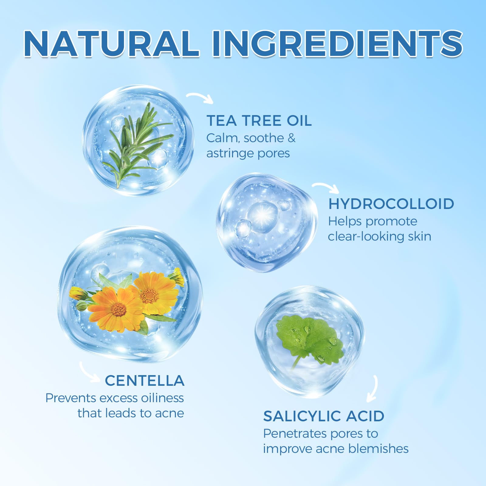 Pimple Patches for Face, 640 Count Hydrocolloid Acne Patches for Face, 4 Sizes Zit Patch for Covering, Blemishes and Breakouts, Dots Stickers with Salicylic Acid, Tea Tree Oil & Calendula Oil - 4