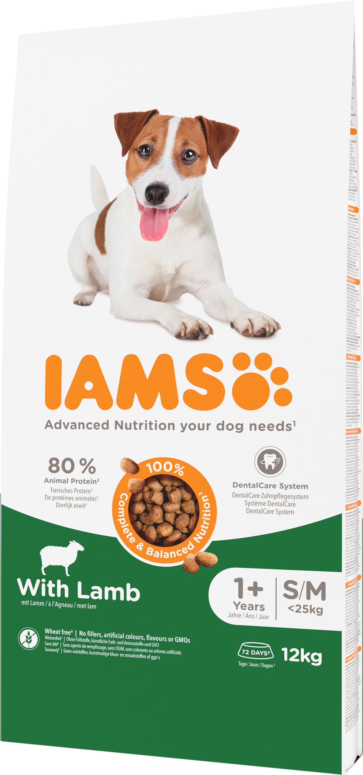 IAMS Alimento Seco para Perros Razas Peq./Med., Cordero, 12kg | Comida Seca para Perros | Para Perros Adultos de más de 1 año | Con Cordero