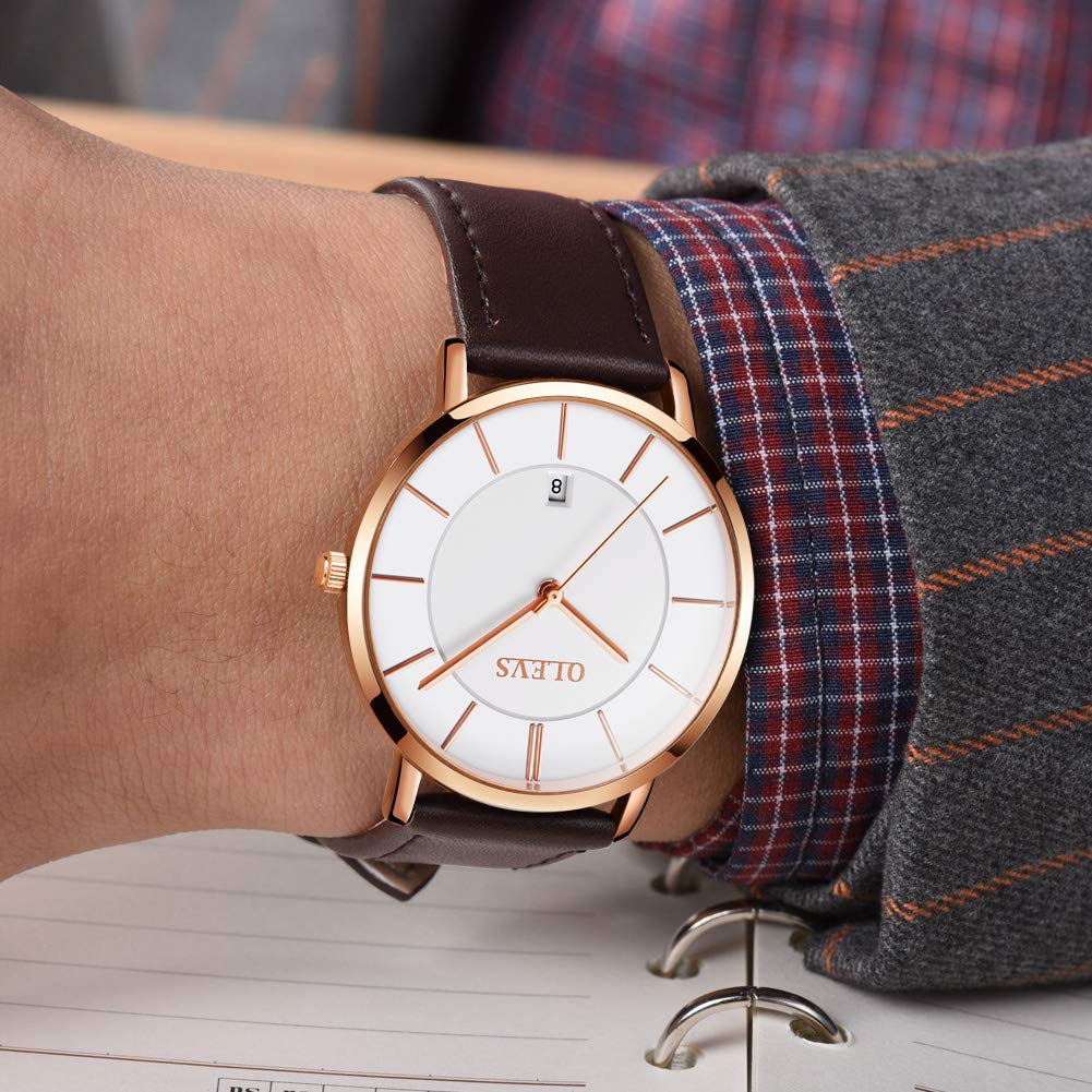 Olevs Watch For Men Minimalist Analog Quartz Ultra Thin Watches