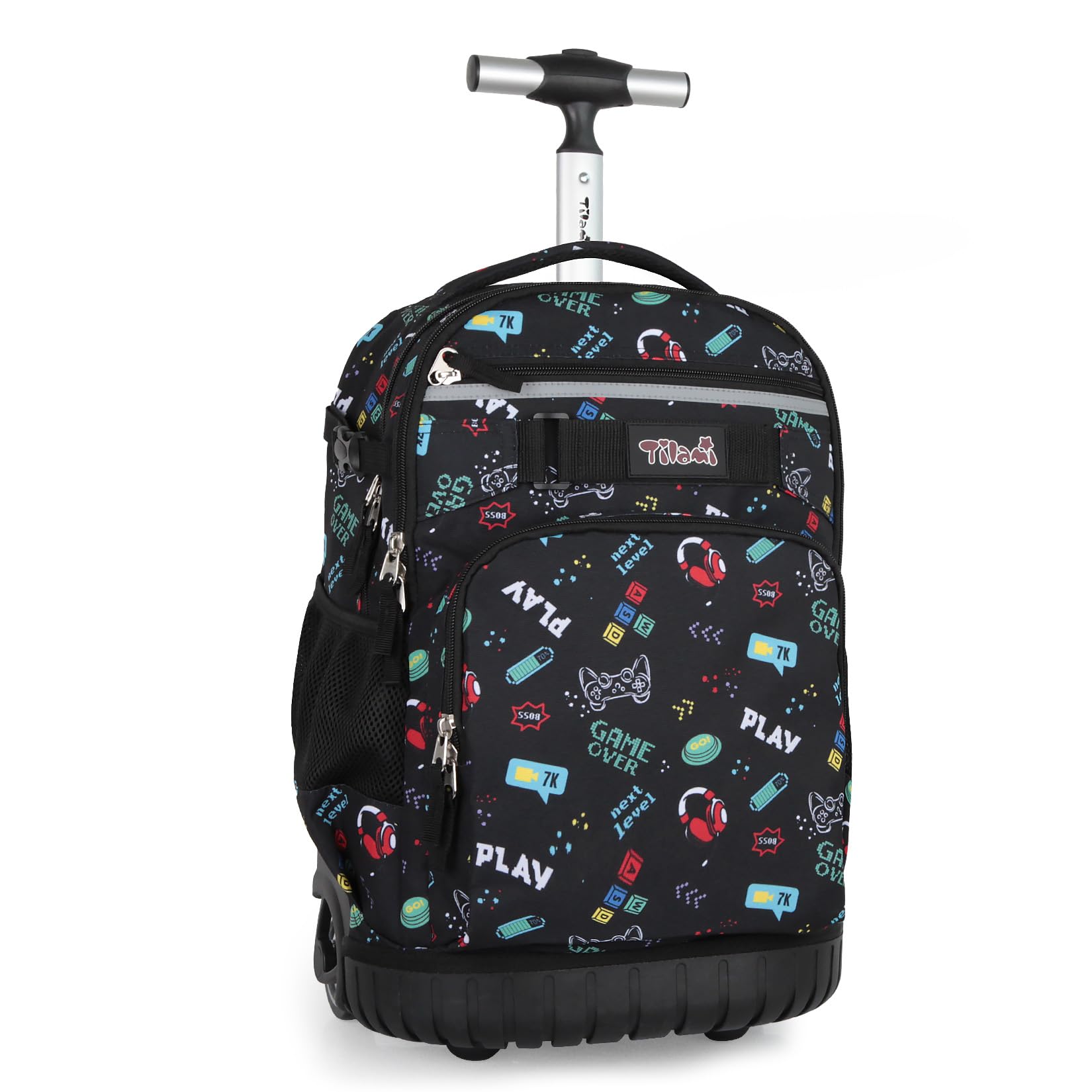 Tilami Rolling Backpack for Kids 18 Inch Wheeled Bookbag for Boys & Girls for School & Travel,Music