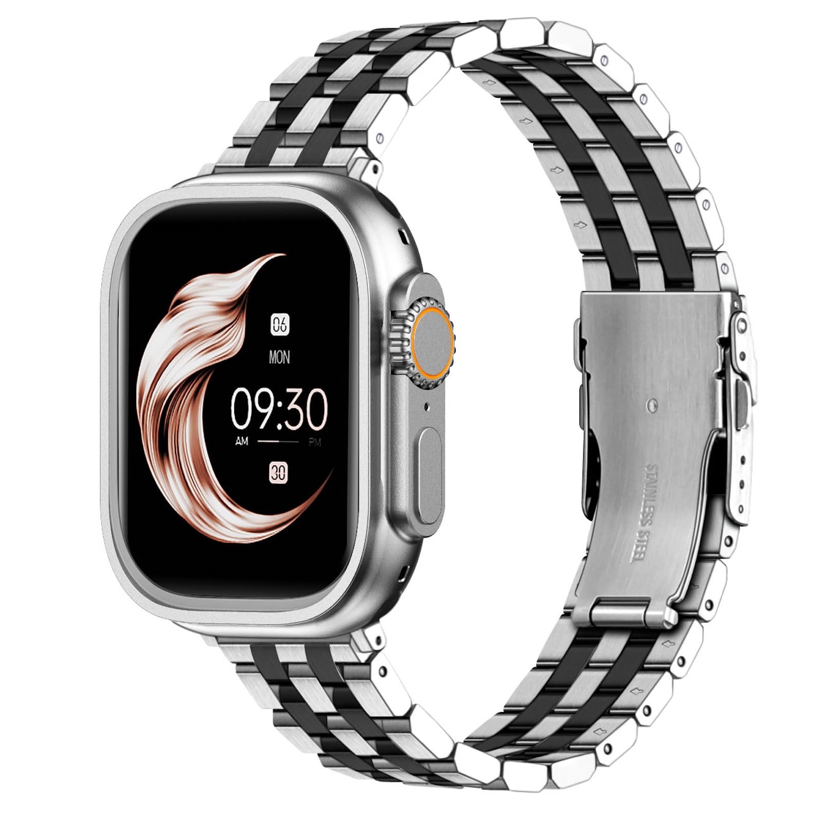 Juntan Stainless Steel Watch Band Compatible for iWatch Band 42mm 44mm 45mm 49mm Apple Watch Series 7 6 SE 5 4 3 2 1 Sport Metal Replacement Bracelet Silver Black
