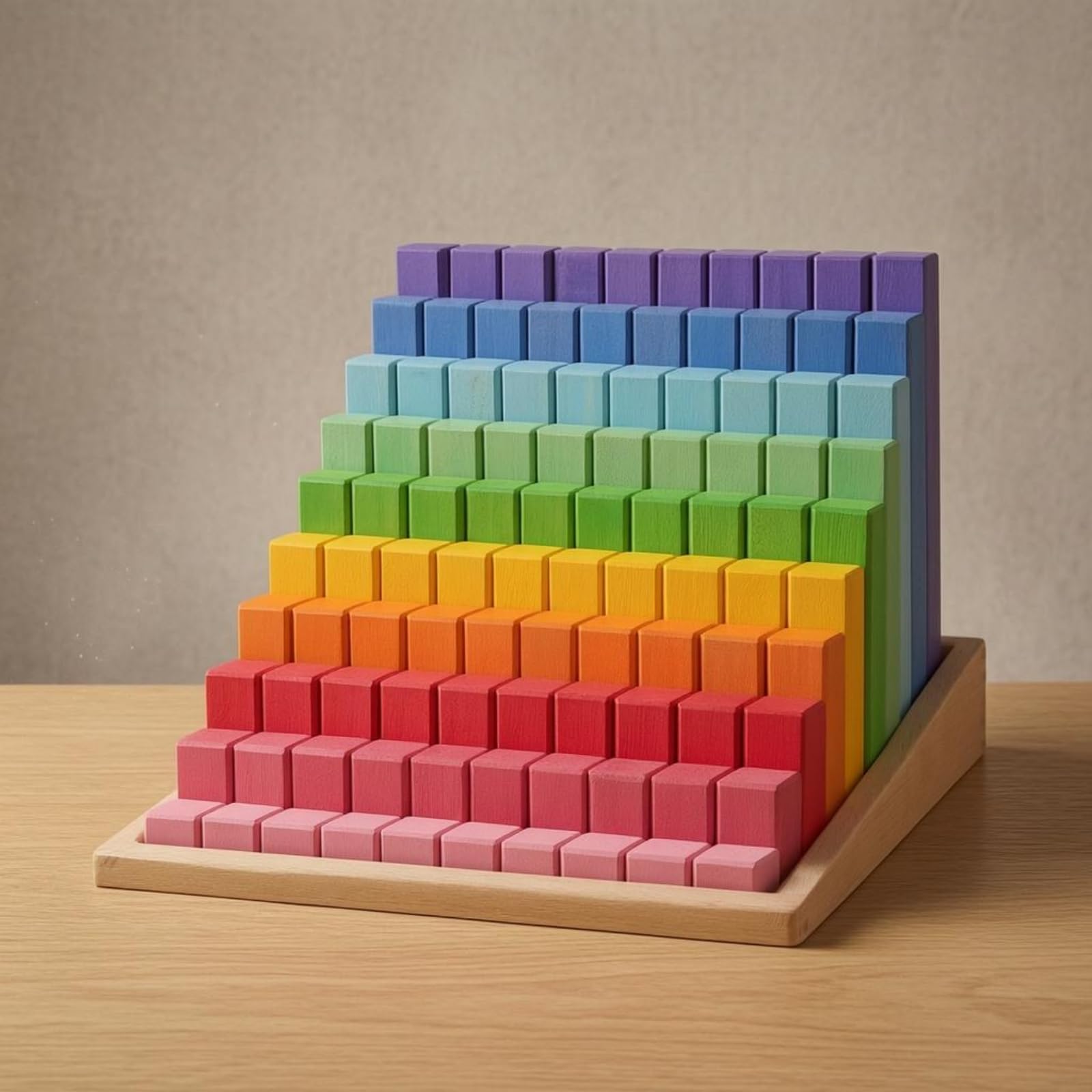 Amagogo Jeu Éducatif Blocs en Bois avec Base Rectangulaire Inclinée et Pièces Dégradées pour Apprentissage s Hauteurs avec Construction Robuste pour Développer l'Attention et
