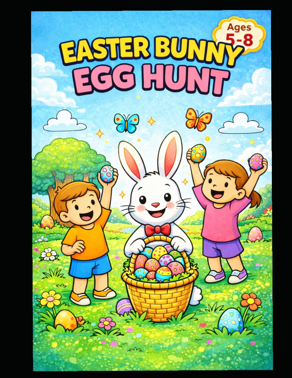 Easter Bunny Egg Hunt Story Coloring Book (Age 5-8): A Fun Easter Coloring & Story Book for Kids Ages 5–8 | Cute Bunnies, Eggs, Chicks, Butterflies and Spring Adventures