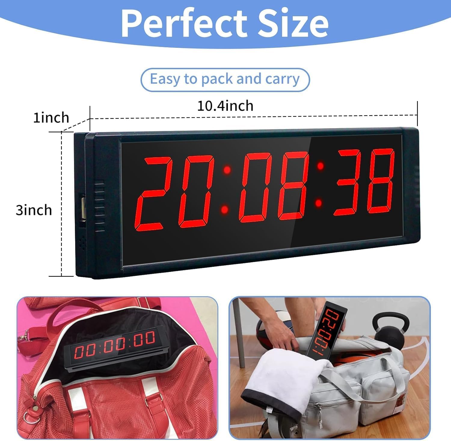 Grand chronomètre avec bouton marche/arrêt, minuterie numérique LED avec télécommande, compte à rebours avec buzzer, horloge de salle de sport pour salle de sport à domicile, minuterie