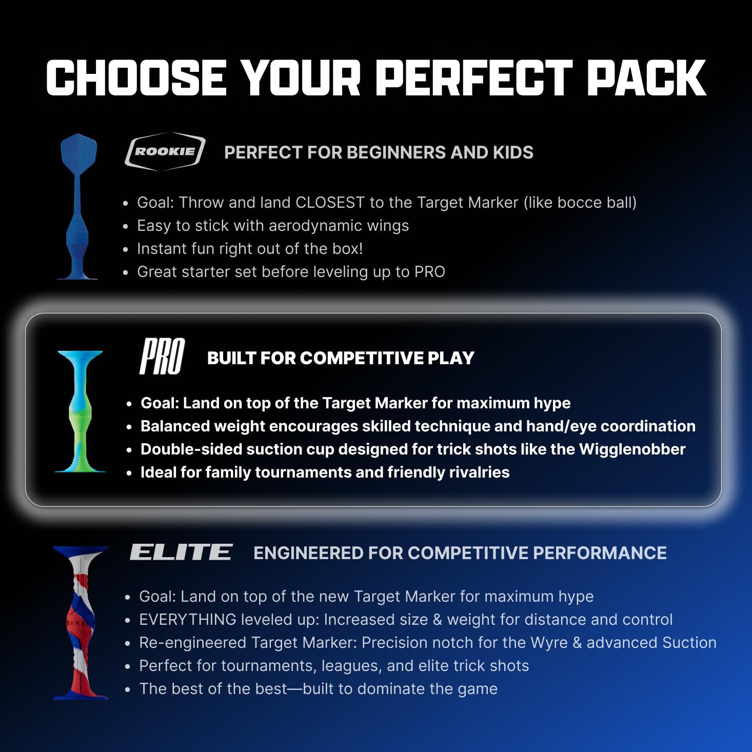 Glow Pack Juego que brilla en la oscuridad (azul y verde) – Juego de lanzamiento de ventosa para interiores y exteriores – Competición con un POP 7