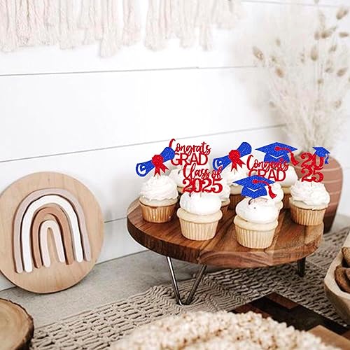 Miniatura 375 de Paquete de 24 adornos dorados para cupcakes de graduación 2025 con purpurina So Proud of You Done Diploma Graduation Cap Cupcake Picks Class of 2025