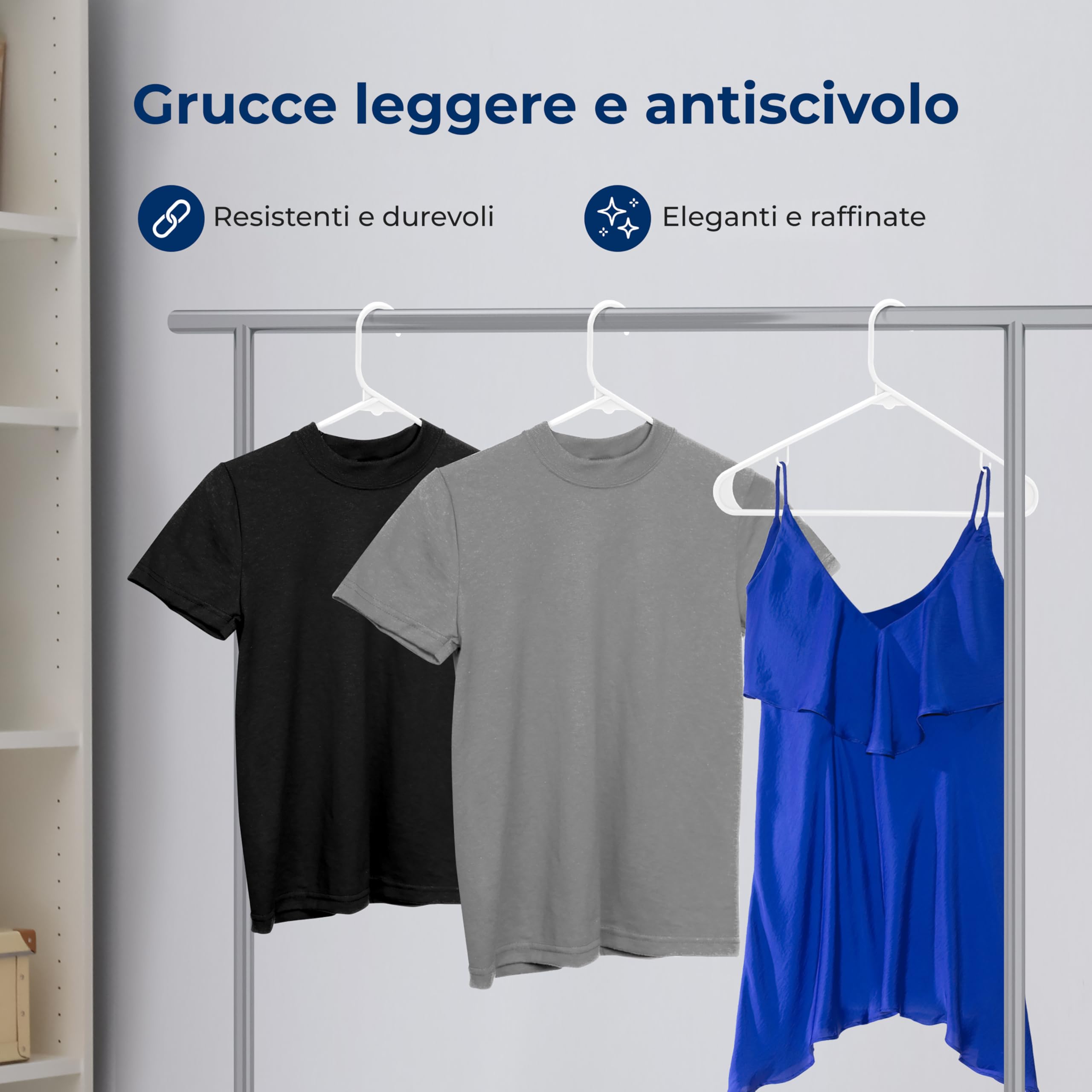 30x Grucce in Legno in Set, con Plastica ABS Antiscivolo, Gancio Girevole a 360°, per Giacche e Camicie, 42 cm | Leroy Merlin