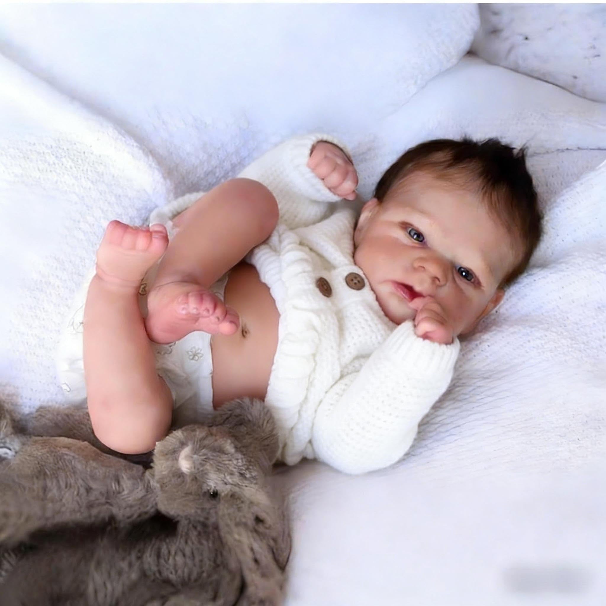 RXDOLL Reborn Baby Dolls silikonowy winyl na całe ciało, 43 cm, anatomicznie poprawna, dziewczyna, realistyczna, Reborn, ukorzenione włosy, realistyczna, pełna silikonowa lalka niemowlęca, prezent