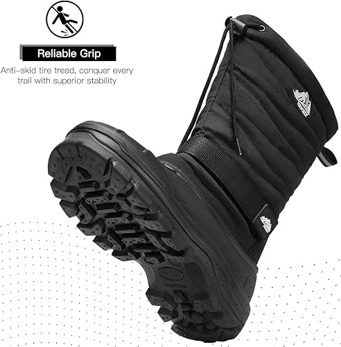 Miniatura 4 de Kricely Botas de nieve para hombre, impermeables, antideslizantes, para senderismo, atléticas, cálidas, cómodas, para clima frío