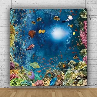 Qinunipoto 背景布 海底 熱帯魚 1.5x1.5m パーティーの飾り コスプレの背景 祝い記念写真 ビニール製 写真撮影 backdrop background 撮影背景 撮影シート 記念写真 背景紙 写真スタジオ