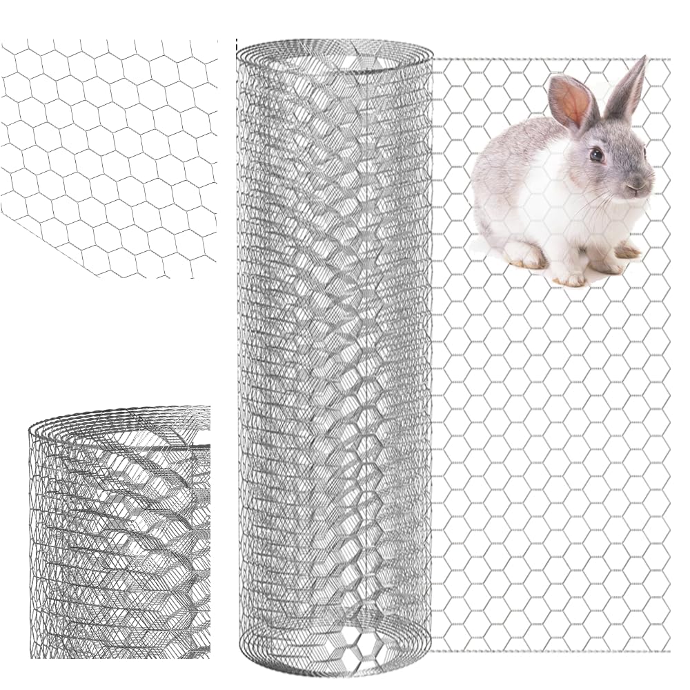 1.96ft x 16.4ft Galvanized Chicken Wire Mesh Fencing Hexagonal Mesh for Pet Rabbit Chicken Fencing, Rodent Proofing Wire Metal Mesh Electro-Galvanized Chicken Wire Mesh for DIY Craft Home Decoration