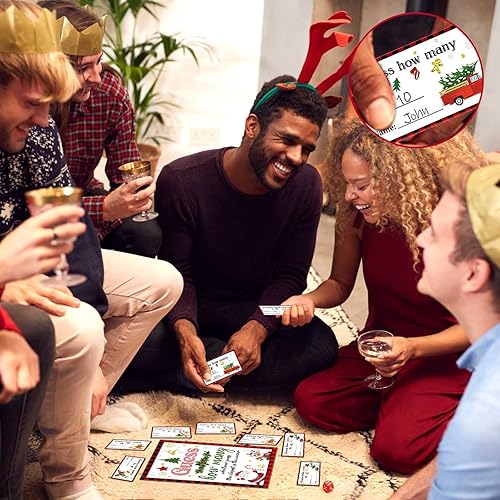 Miniatura 5 de Sosation Juego de 61 tarjetas de Navidad de adivinanzas, 60 tarjetas de adivinación de Navidad, 60 tarjetas de adivinar cuántas y 1 letrero para