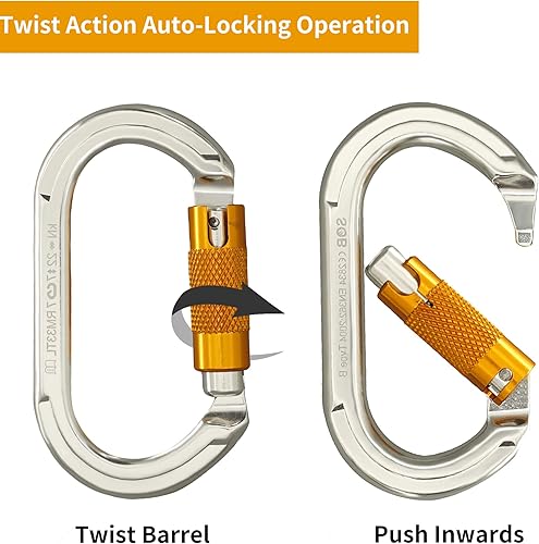 Vista 35 de SOB Clips de mosquetón de escalada con bloqueo automático, conector de mosquetón asimétrico de alta resistencia utilizado para rappel