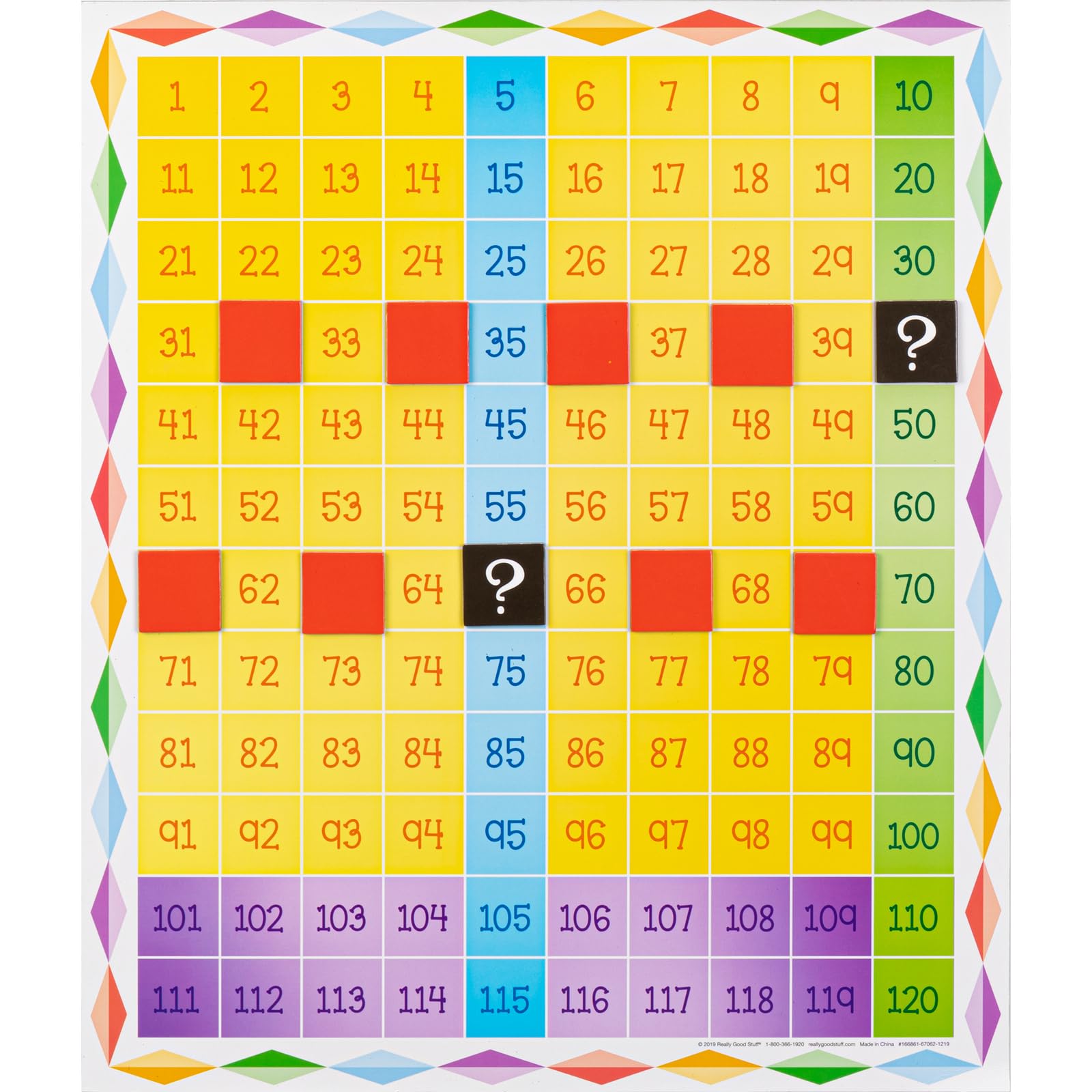 Really Good Stuff Jumbo Magnetic Chart 120 Grid - 1 Grid, 24 Squares