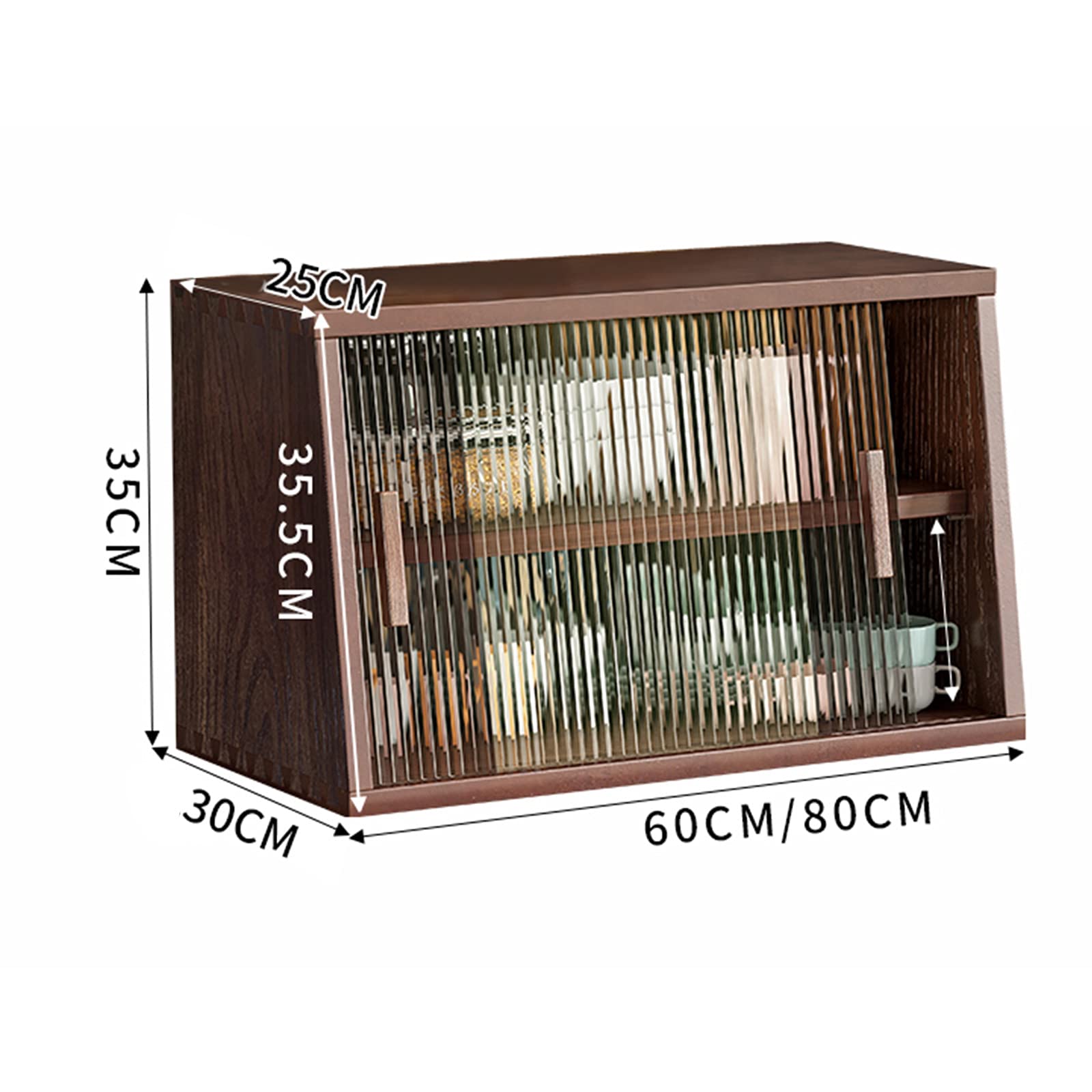 Große Brotbox, Brotkasten mit transparentem Glasfenster an der Vorderseite, doppelschichtiger Brotaufbewahrungsbehälter, Brothalter im Landhausstil für die Küchentheke, 60 x 30 x 35 cm (B 80 x 30 x