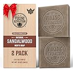Viking Revolution Sandalwood Natural Soap for Men - Mens Soap Bar with Essential Oils Cold Pressed Bar Soap for Men - Nourishing Mens Bar Soap with Coconut Oil, Shea Oil, Almond Oil (2 Pack)