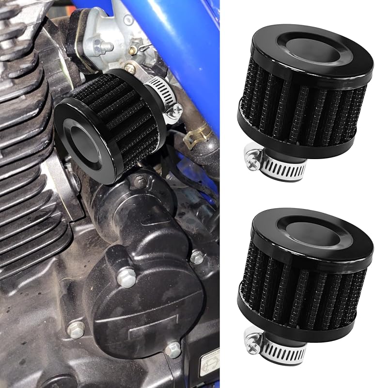 Filtro de respiro do cárter QZTYTY com entrada de ar de 12 mm e abraçadeira ajustável – 2 unidades