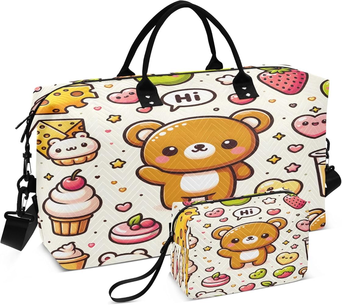 Amazon.com | Cute Teddy Bear Travel Duffel Bags with Toiletry Bag