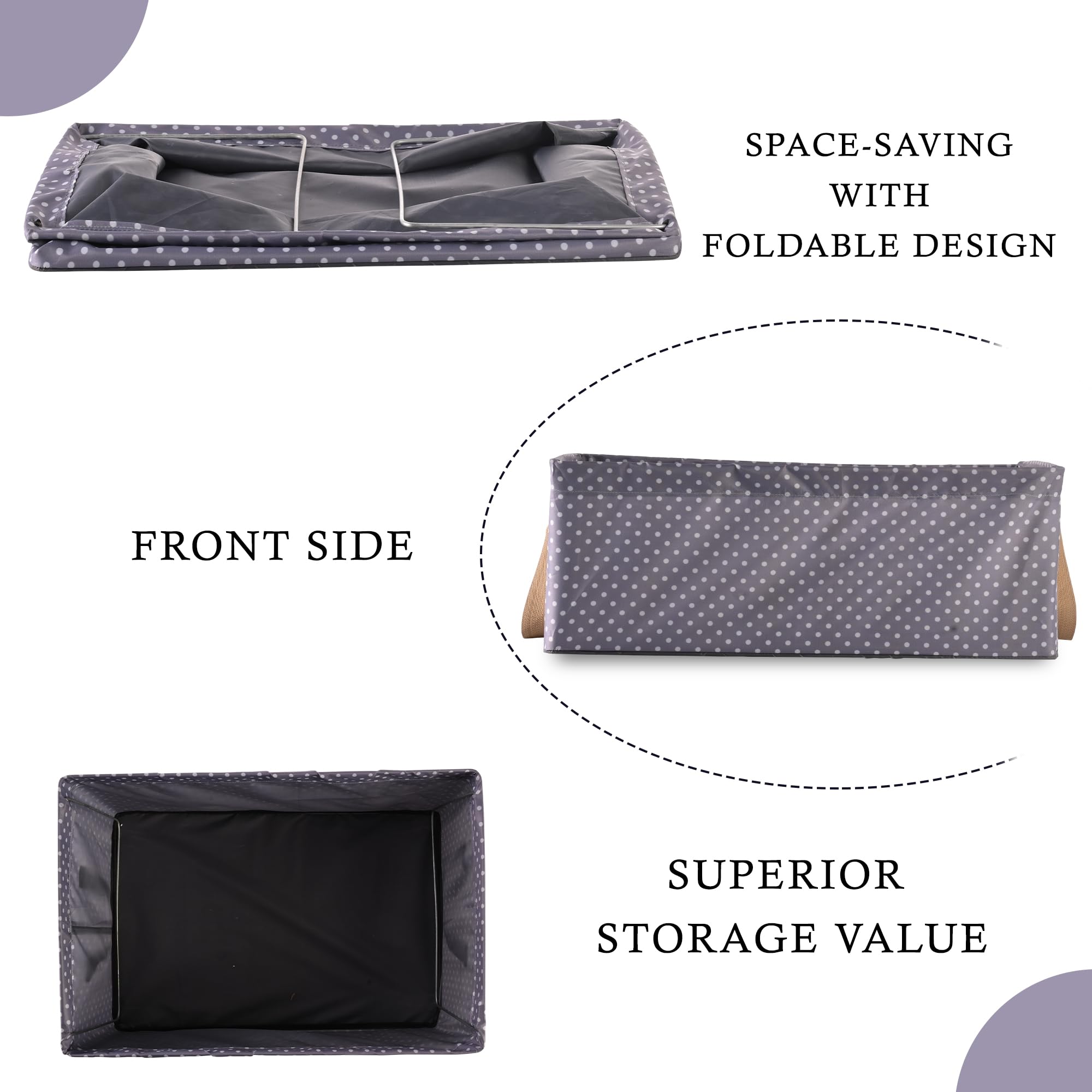 Kuber Industries 4 Stück Kleiderschrank Organizer | Fallschirm-Aufbewahrungsbox Kleidung | Schubladen-Organizer mit Griffen | Faltbarer Metallrahmen Aufbewahrungskörbe für Kleidung | Punktdruck | Blau