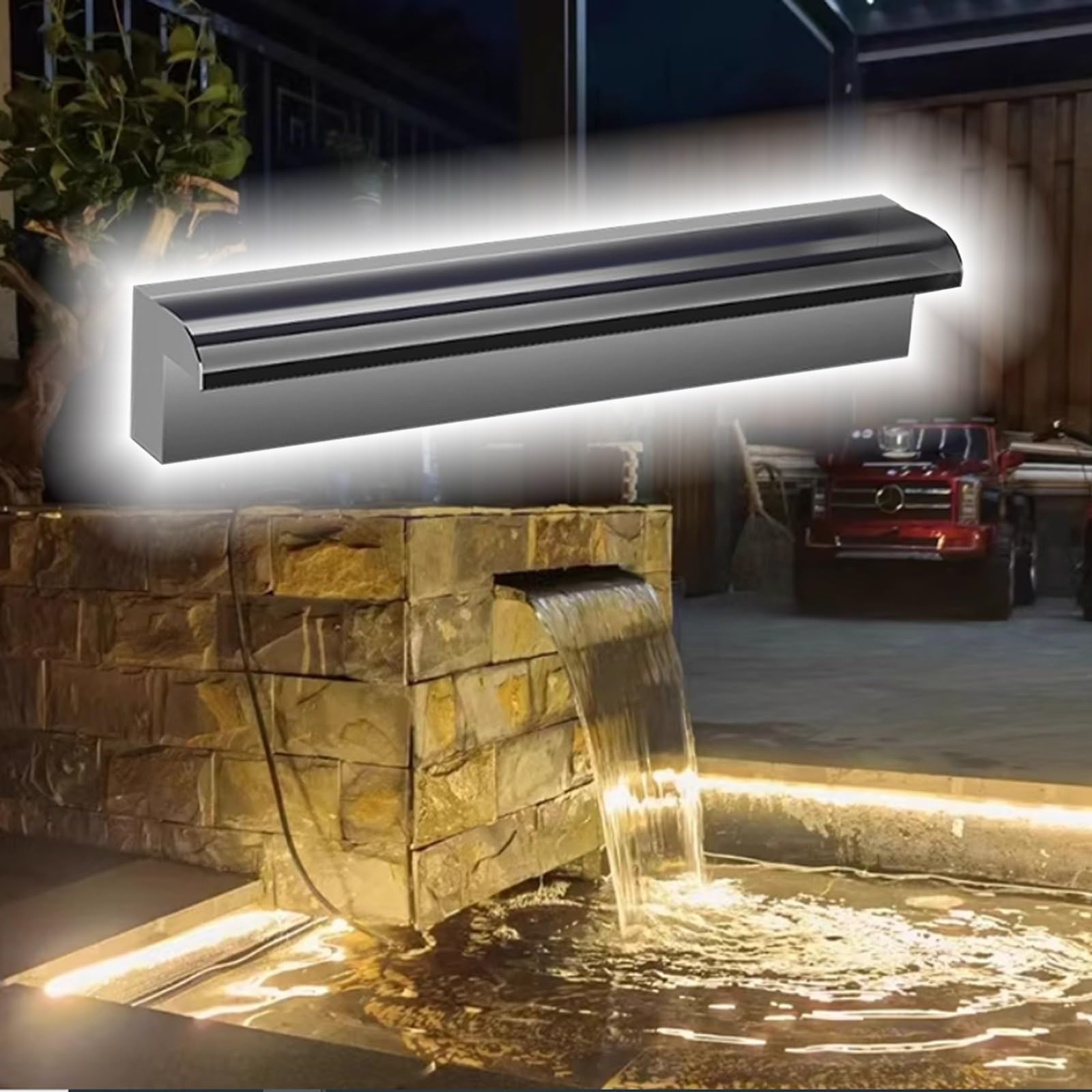 Large Waterfall Spillway for Outdoor Ponds - 68in Sheer Descent Waterfall, Durable PVC, Easy to Clean, Perfect for Backyard Rockery & Fountains