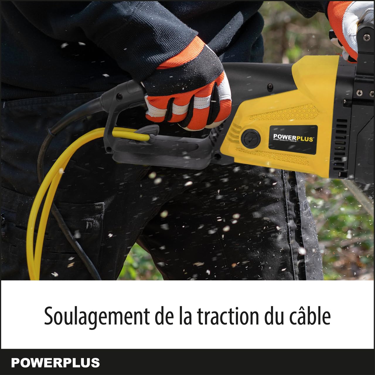 Powerplus Tronçonneuse Électrique POWXG1009 - Élagueuse Électrique de 2400 W, Guide de 400 mm, Lubrification Automatique de Chaîne, Outillage de Jardin