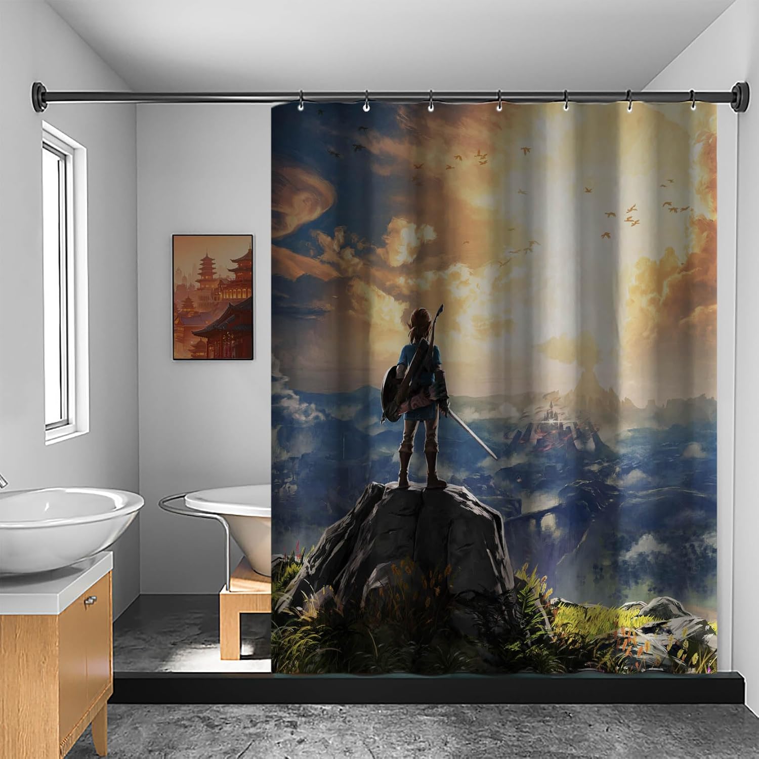 Boys Party Shower Curtain, Funny Video Game Shower Curtain, Waterproof Decorative Bathroom Bath Curtains 60x72 Inch