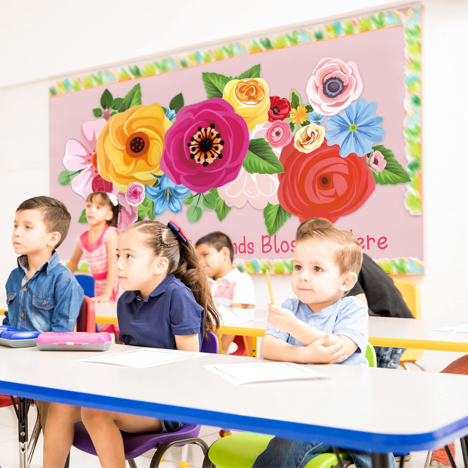 69-teiliges Pinnwand-Set Mit Blumen & Vögeln - Bunte Ausschnitte, Inkl. Klebepunkte, Für Klassenzimmer & Zuhause