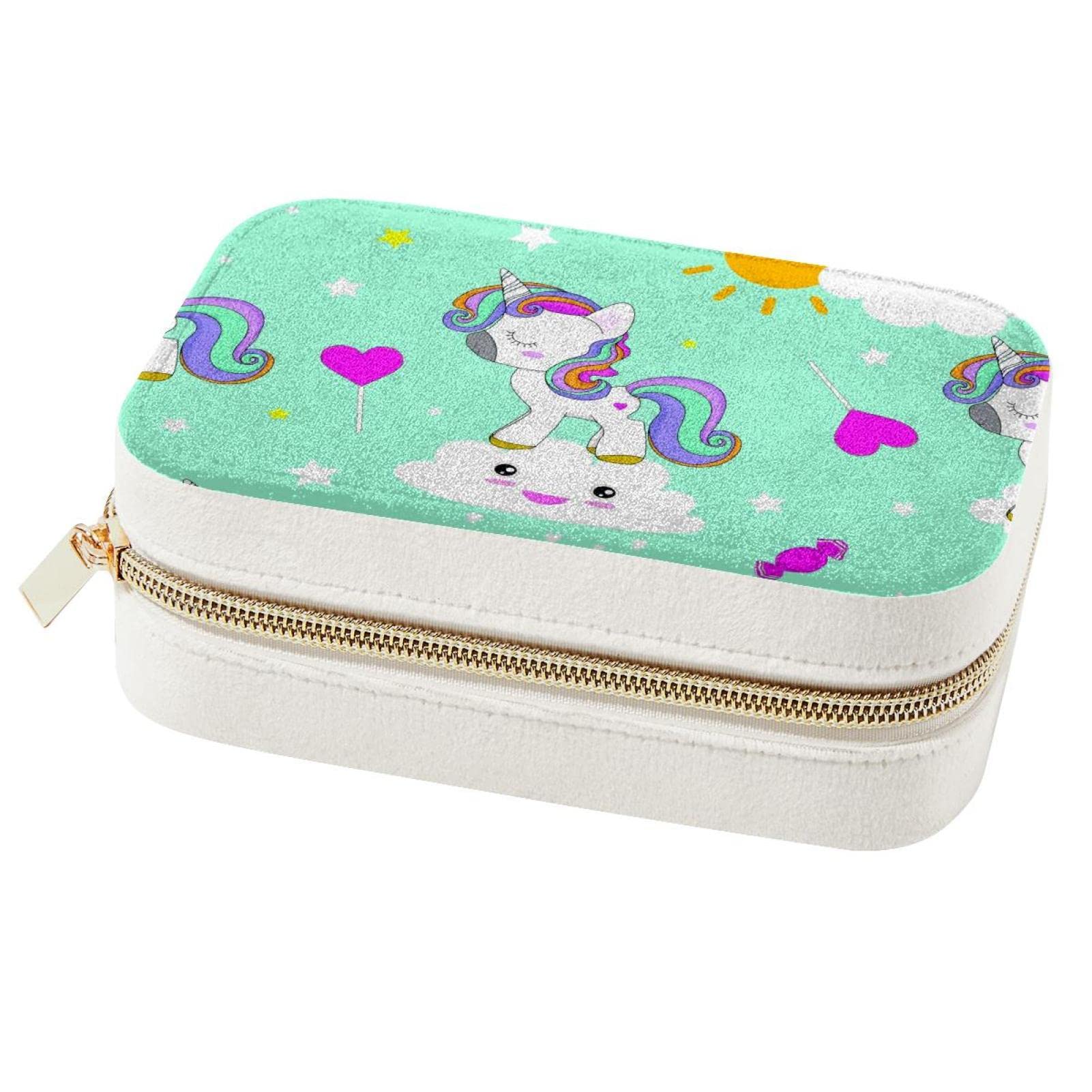 Boîte à bijoux licorne portable pour ranger bagues et colliers de fille